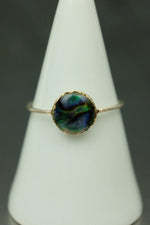 Abalone Shell Silver Ring - Size Q 1/2