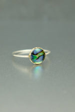 Abalone Shell Silver Ring - Size Q 1/2