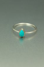 Turquoise Silver Ring - Size Q 1/2