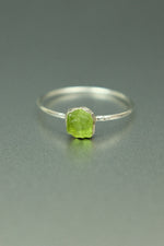 Peridot Silver Ring - Size P