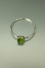 Peridot Silver Ring - Size P