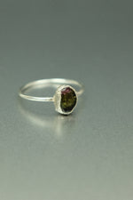 Watermelon Tourmaline Silver Ring - Size O