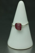 Watermelon Tourmaline Silver Ring - Size O 1/2