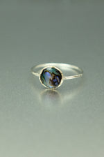 Abalone Shell Silver Ring - Size O