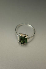 Triple Tourmaline Ring in Sterling Silver | Size M | Colourful Crystal Statement