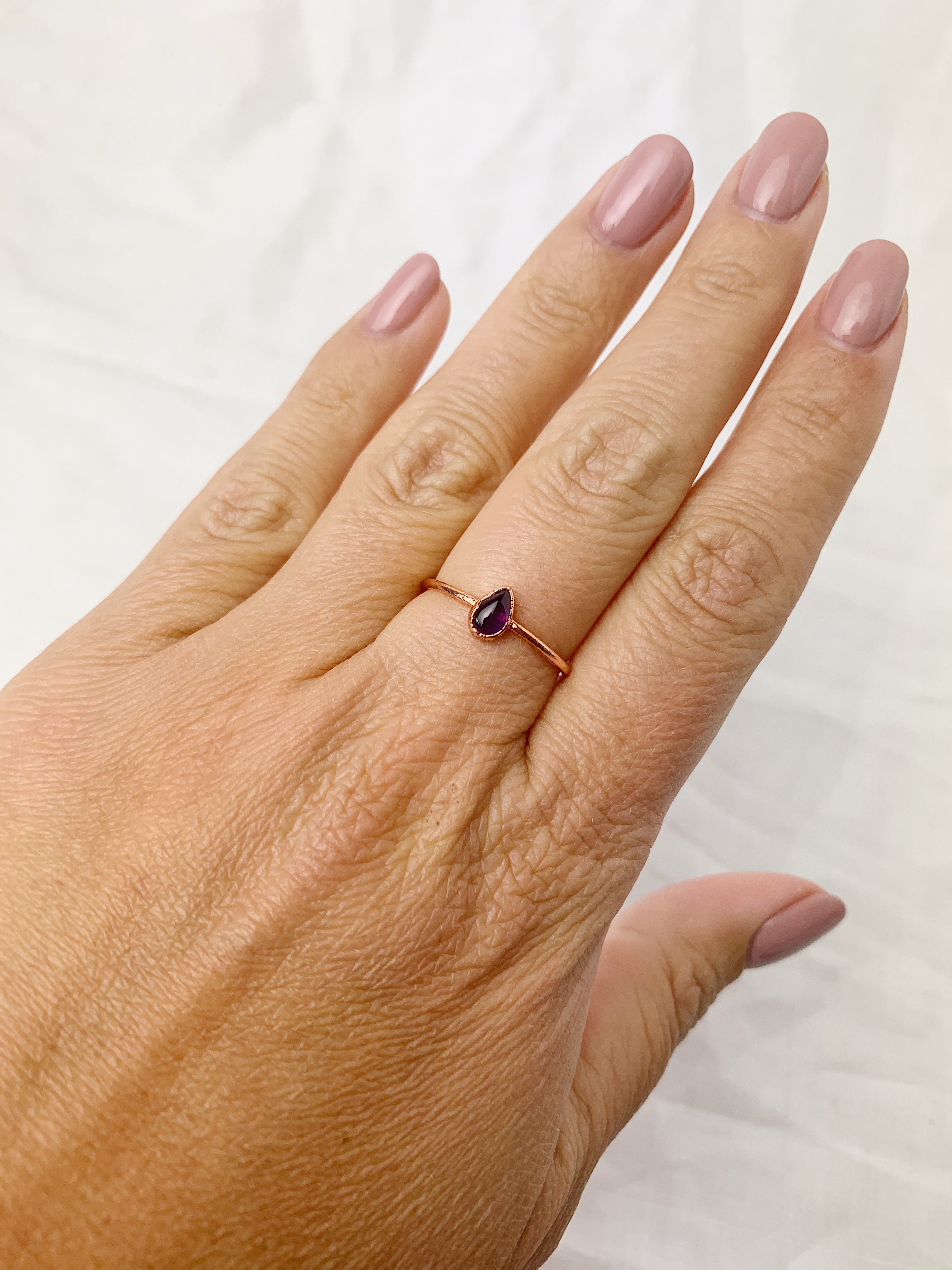 Pear Amethyst Ring