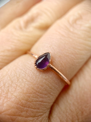 Pear Amethyst Ring