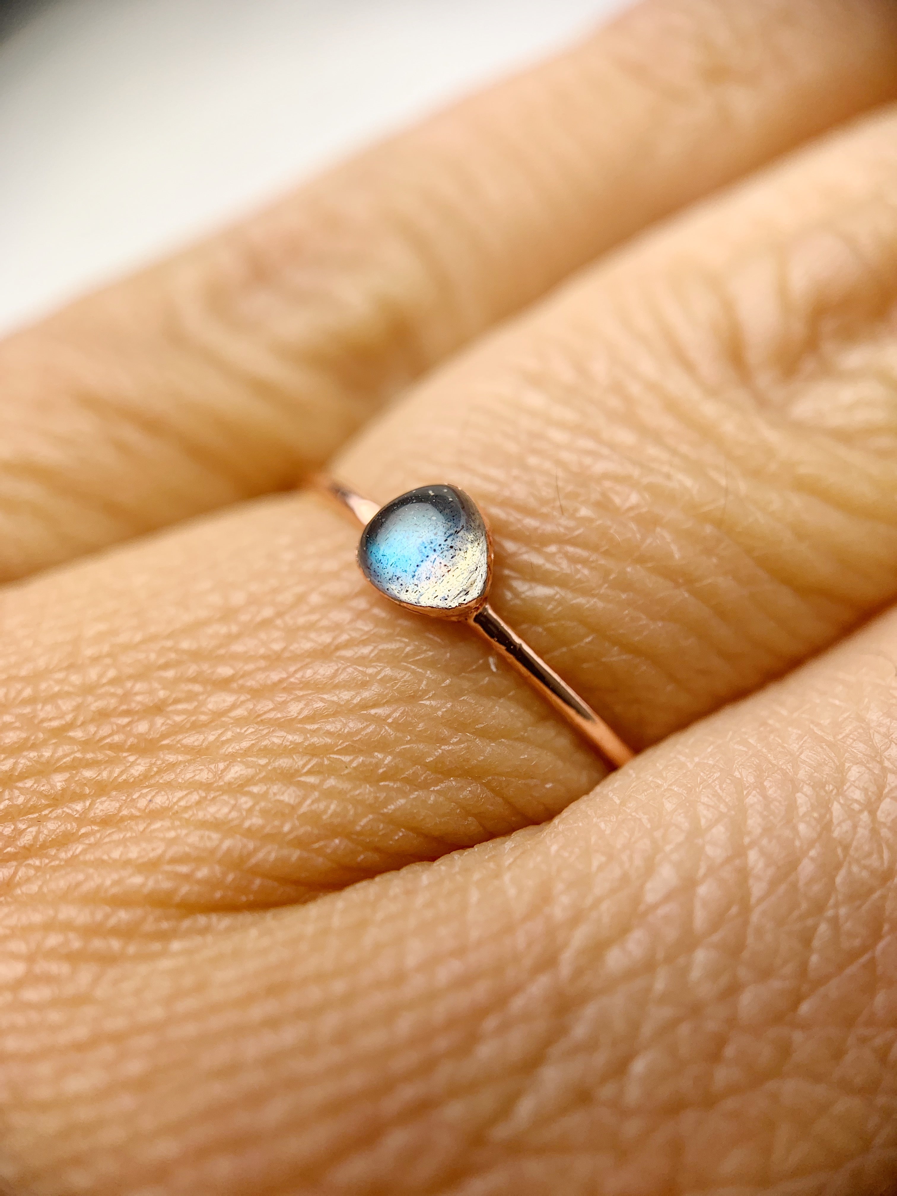 Small Triangle Labradorite Ring