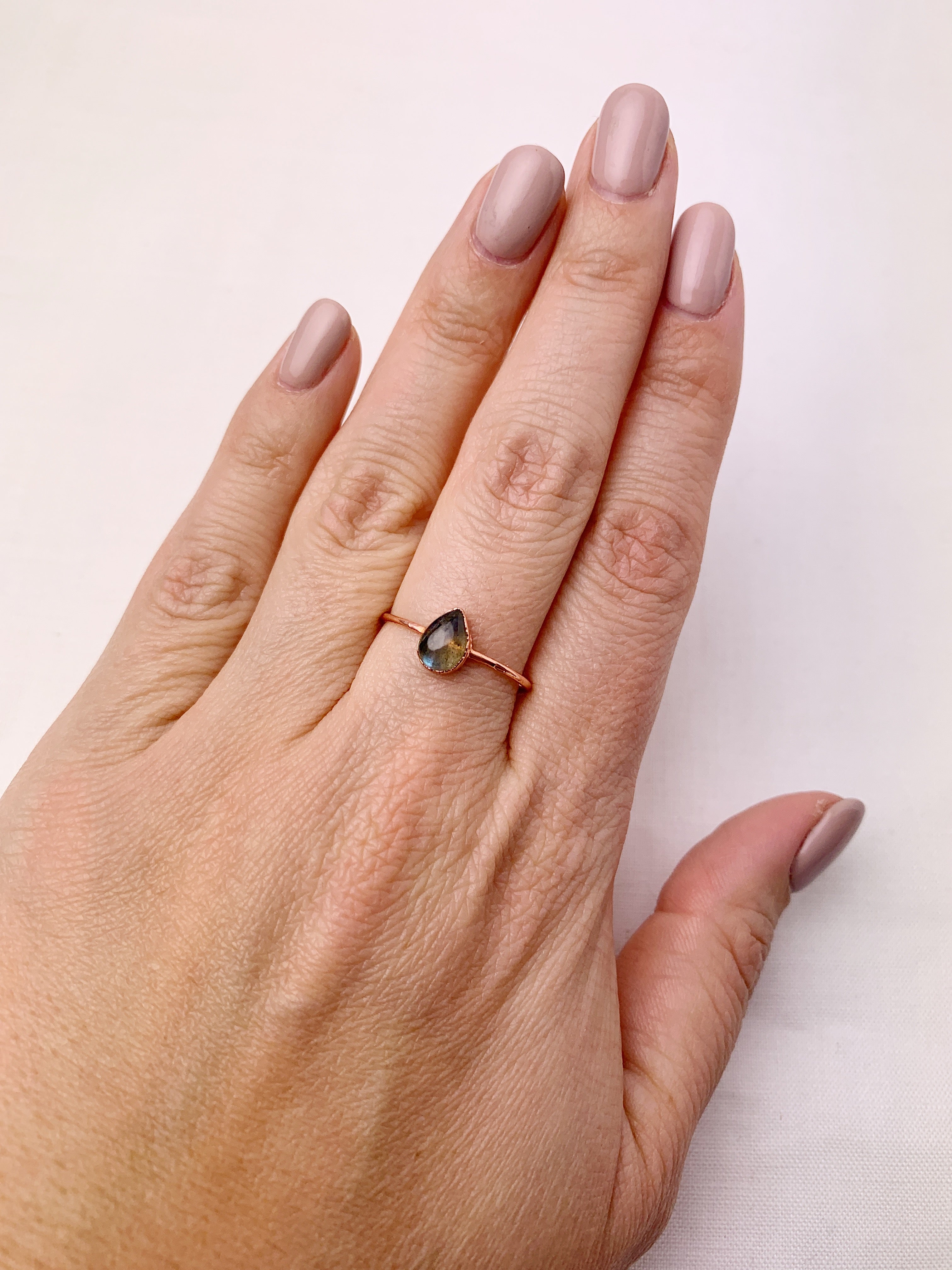 Pear Labradorite Ring