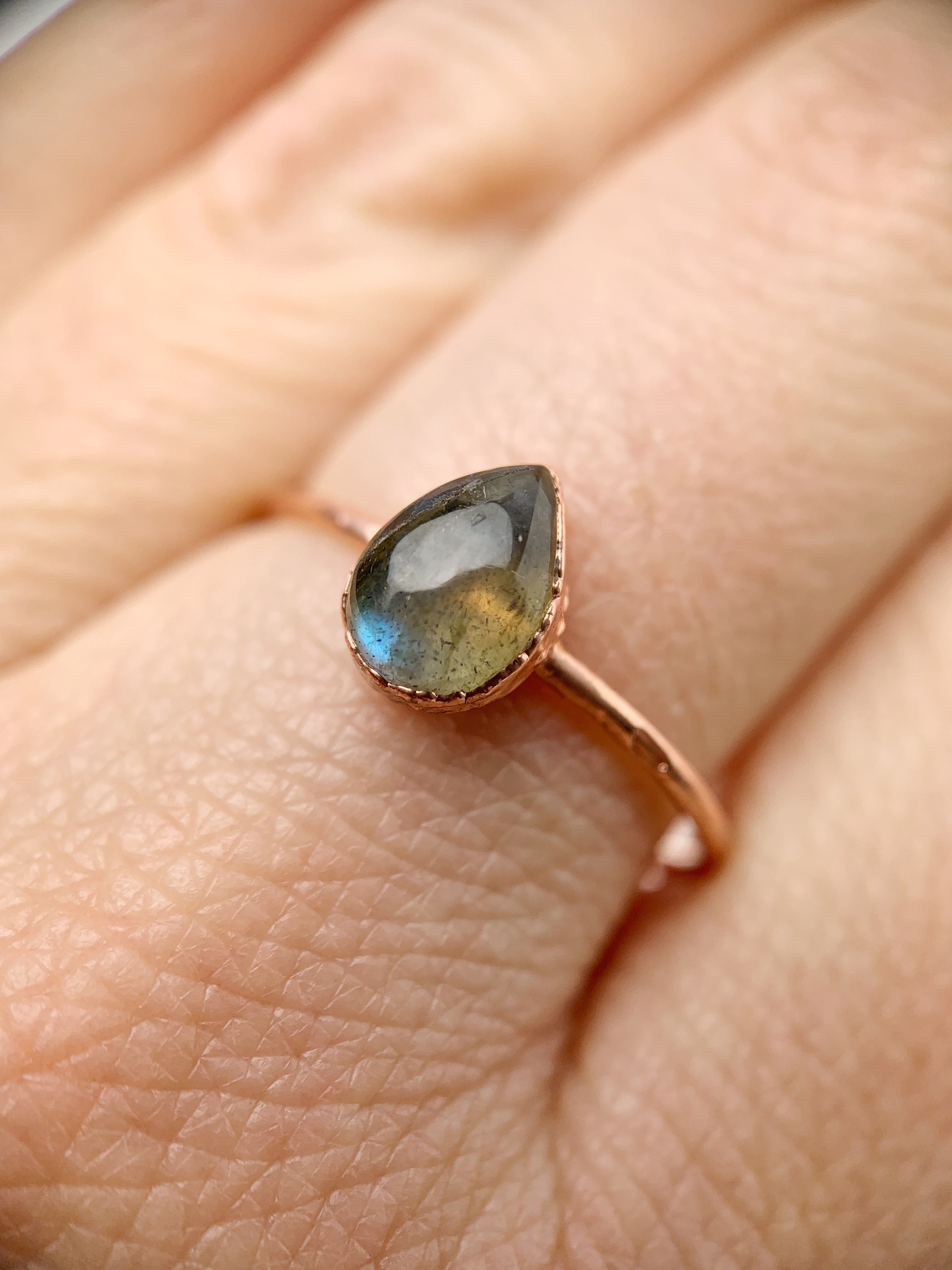 Pear Labradorite Ring