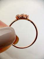 Electroformed copper ring with three Herkimer diamonds