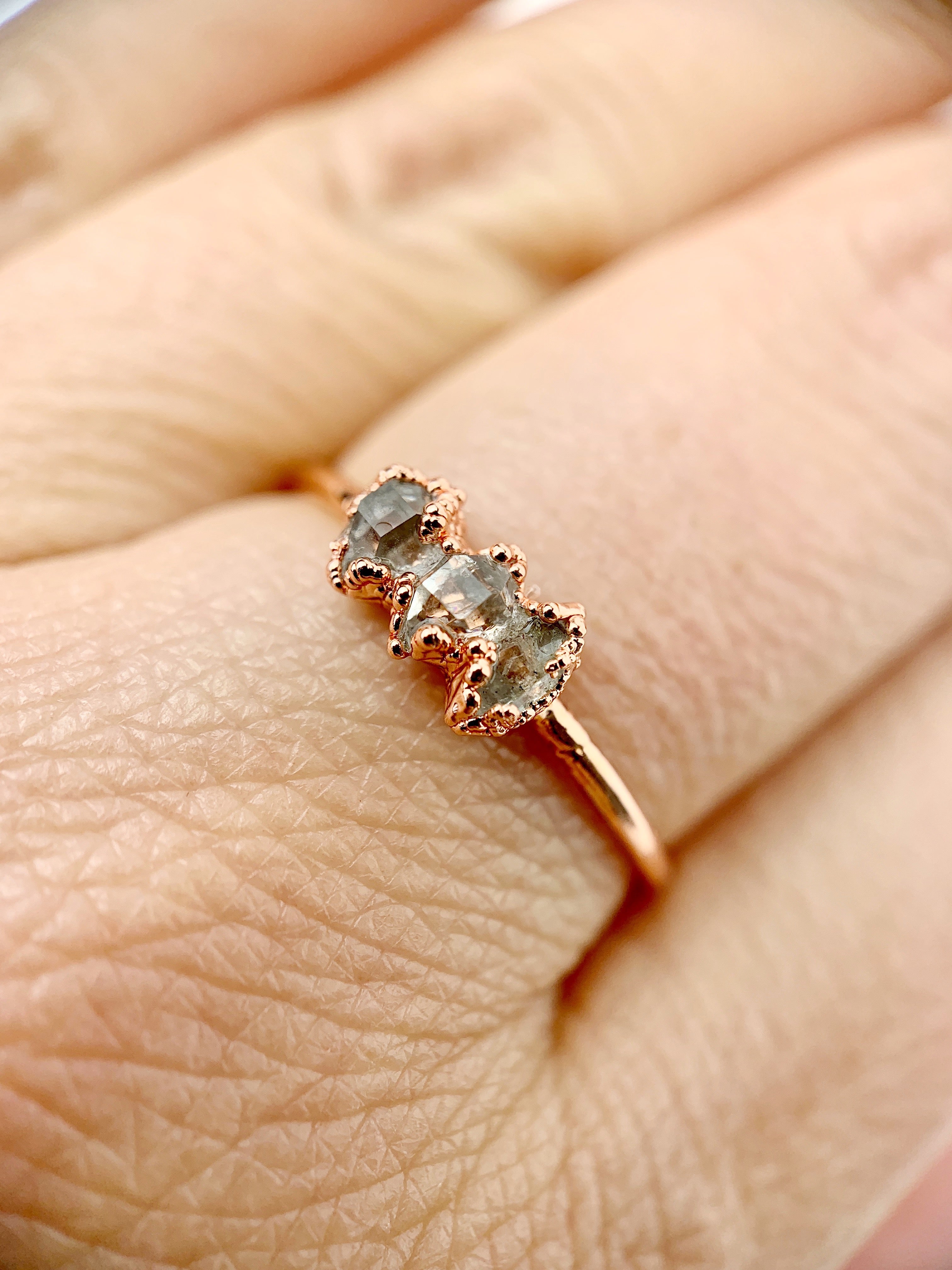 Triple Herkimer Diamond Ring