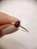 Silver Pear Garnet Ring