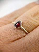 Silver Pear Garnet Ring