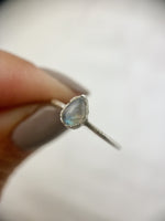 Silver Pear Moonstone Ring