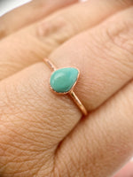 Electroformed copper ring with turquoise on finger