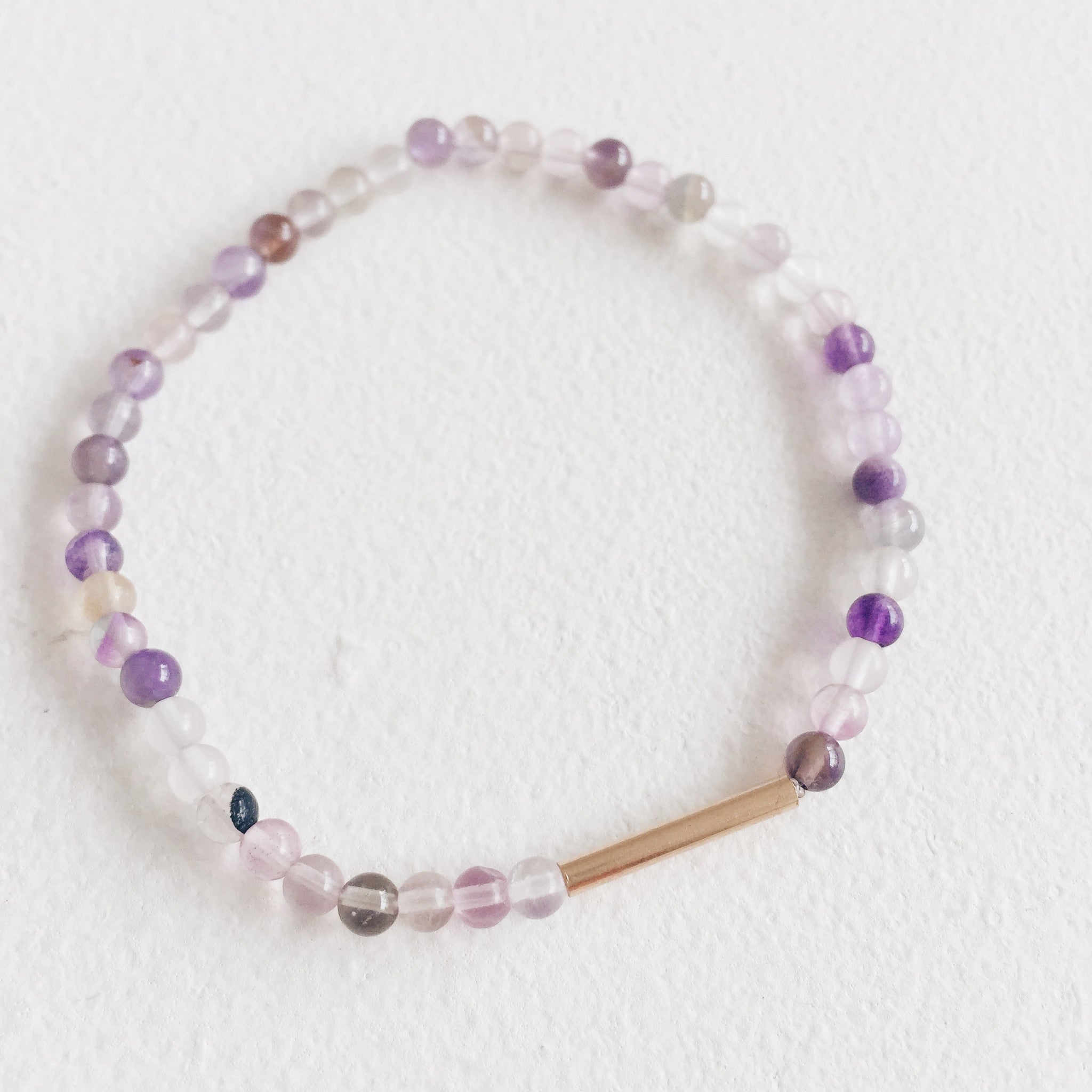 Gold and Purple Fluorite Bracelet